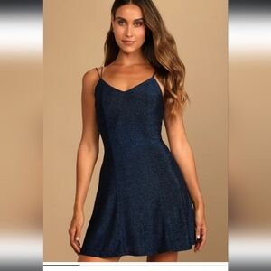 New Blue Shimmer Lulu's Mini Dress